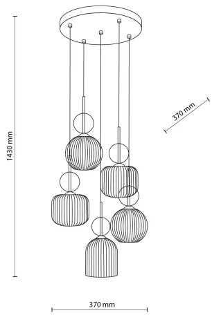 Luster na lanku SOPHIA 5xE14/10W/230V čierna/dýmová béžová