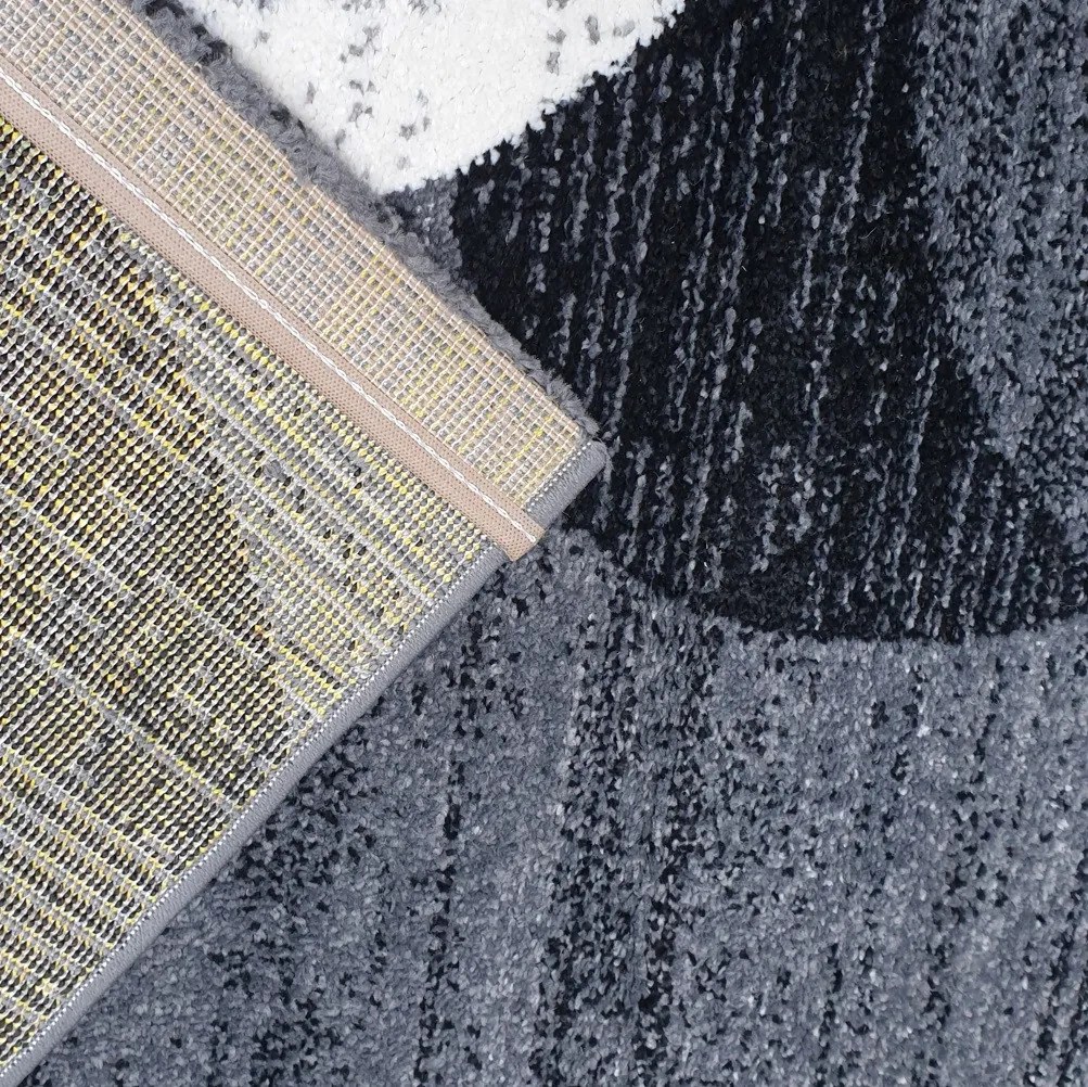 Spoltex, Kusový koberec Florida New 308-72 grey/black, 160x230, šedá, chodba / predsieň