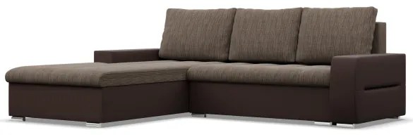 Rohová rozkladacia sedačka AURORA ľavá hnedá / cappuccino