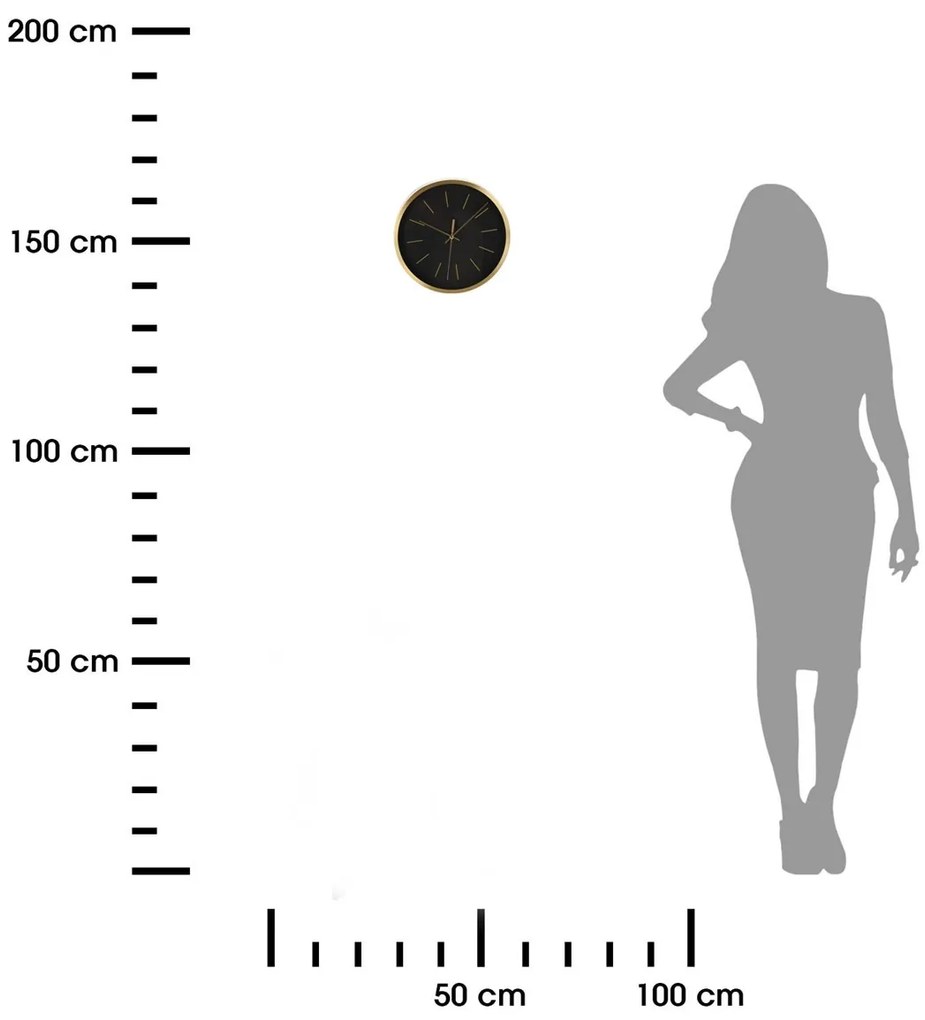 Nástenné hodiny Kylie, čierna/zlatá