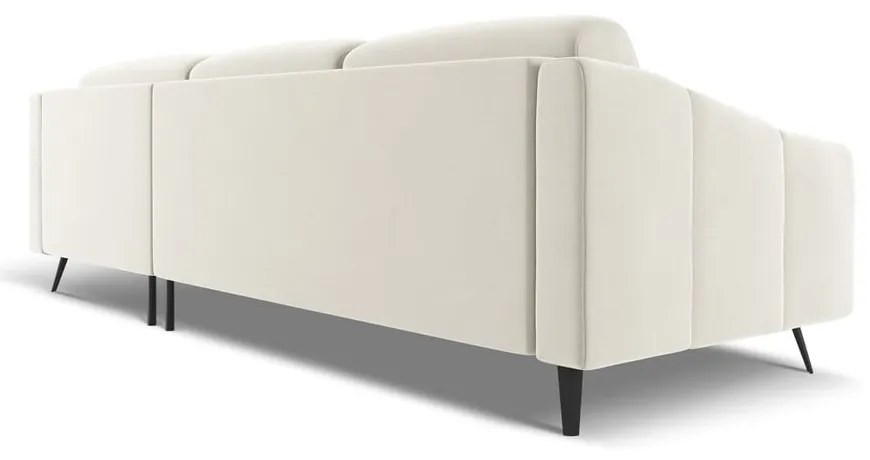 Krémovobiela zamatová rohová pohovka (pravý roh) Nalu – Makamii