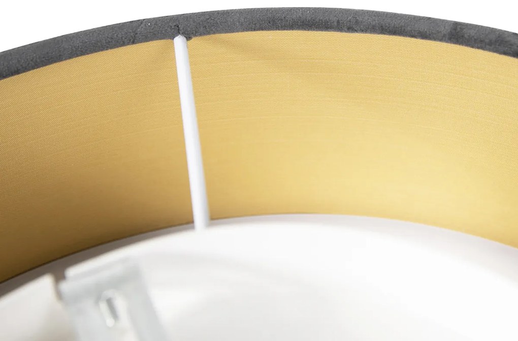 Moderné stropné svietidlo sivé 40 cm so zlatým vnútrom - Drum