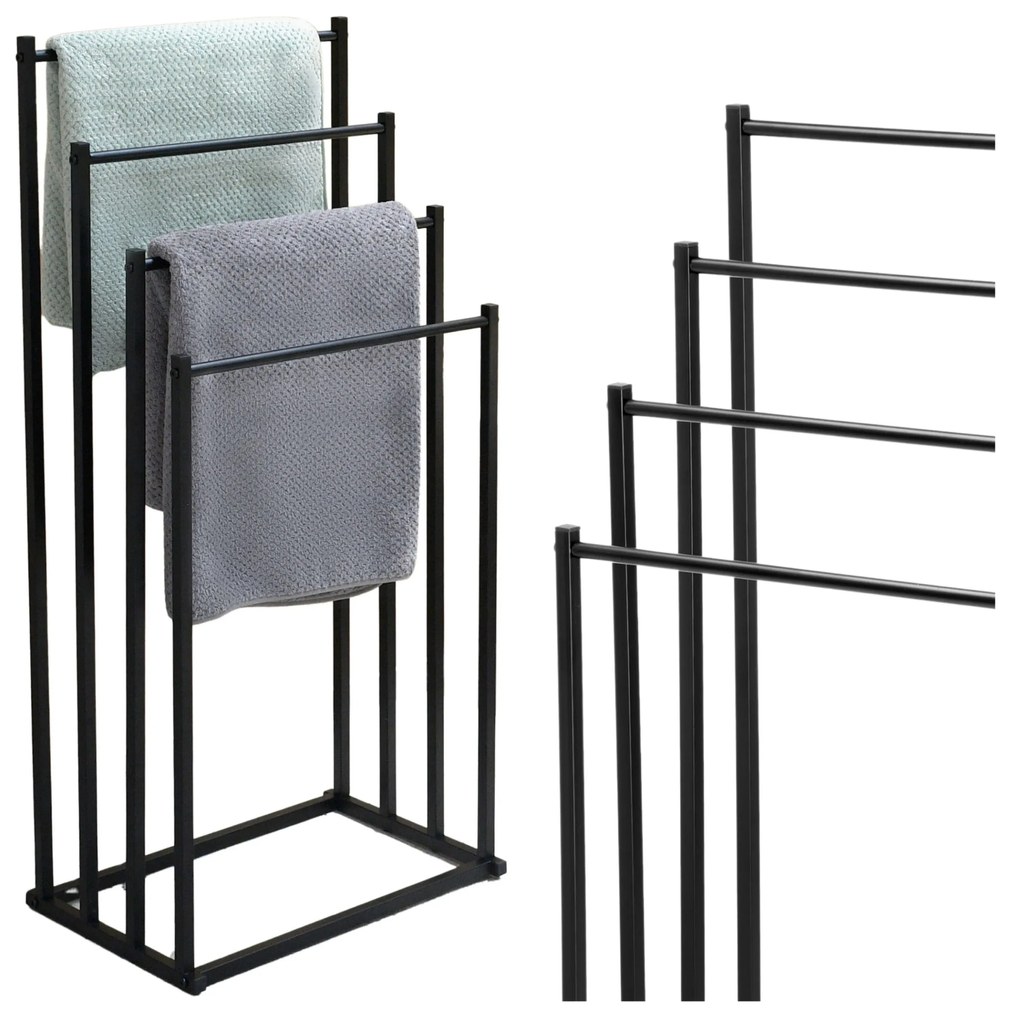 Vešiak na uteráky so 4 ramenami TORMES čierny