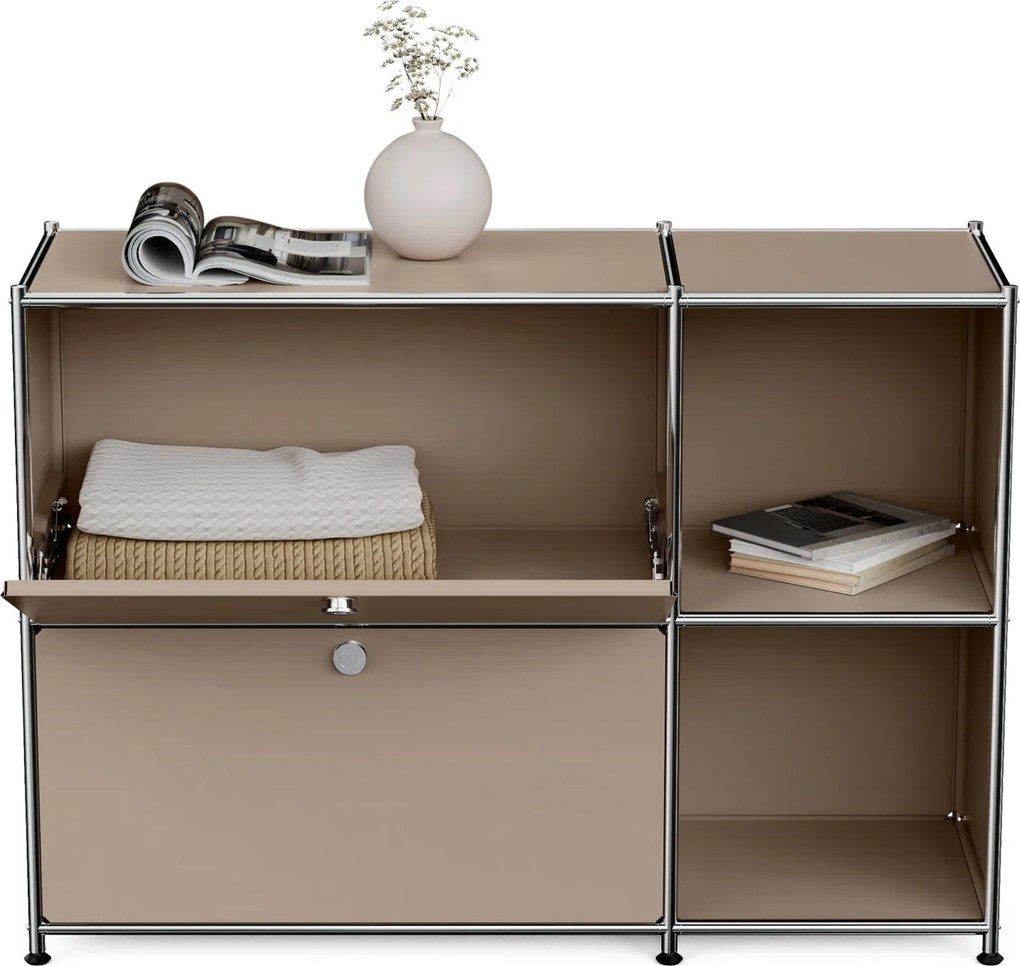 Kovový regál »CN3« s 2 výklopnými priehradkami, hnedosivá