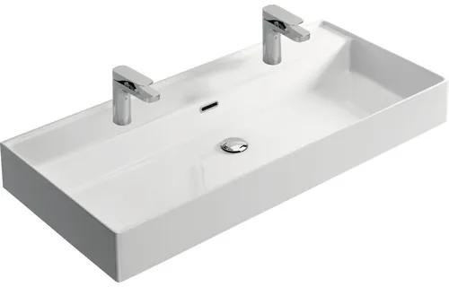 Kúpeľňový nábytkový set Maxx XL 100 cm s keramickým umývadlom 2 otvormi na kohúty a zrkadlom Tabacco
