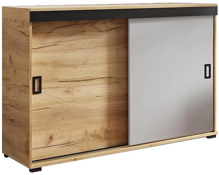 Komoda Retro 120 Craft/Biely + Čierna Rukoväte