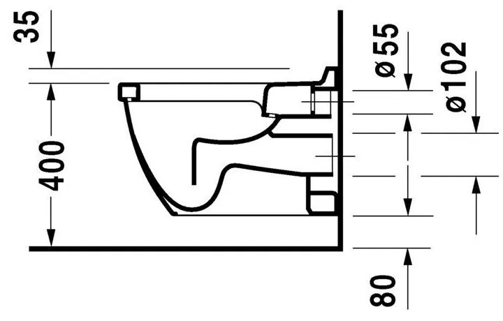 DURAVIT Starck 3 závesné WC s plochým splachovaním, 360 mm x 540 mm, 2201090000