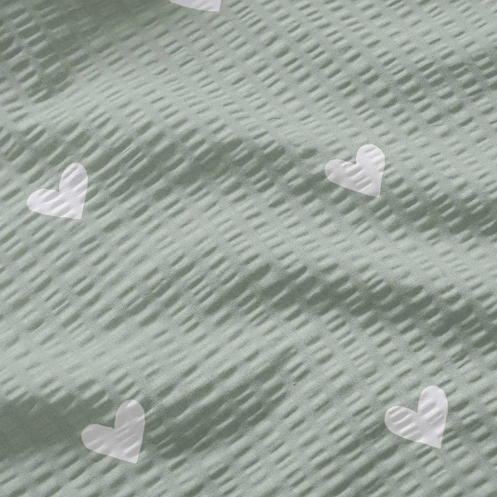 Goldea bavlnený krep - srdiečka na šalviovo zelenom 160 cm