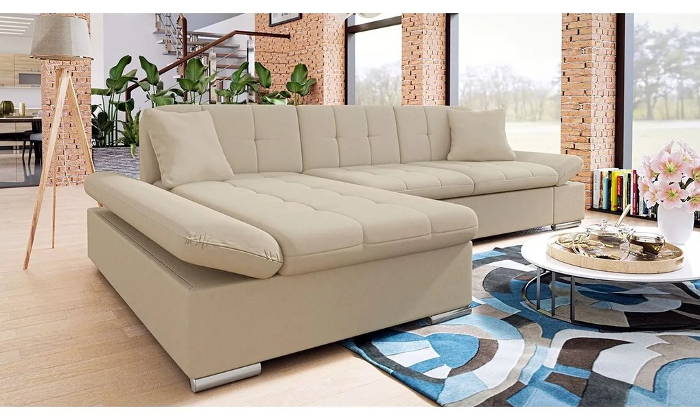 Rohová rozkladacia sedacia súprava Laviva Premium, Dostupné poťahy: Piano 21 + Piano 21 + Mokka 03, Strana: ľavá