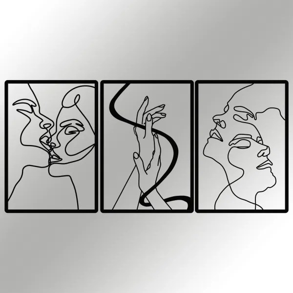 SADA 3x Nástenná dekorácia 109x50 cm láska kov