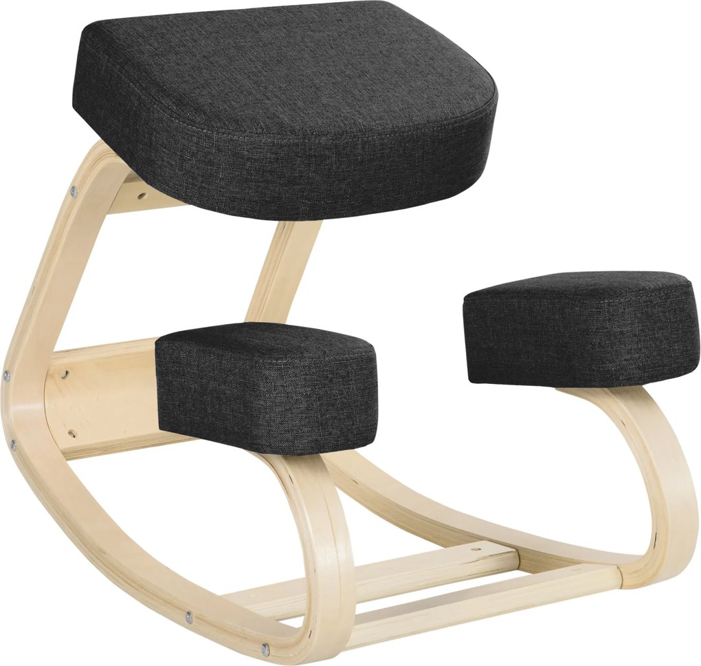 Ergonomická kolená stolička Vinsetto s rámom z brezového dreva, penovým a polyesterovým polstrovaním pre domácnosť a kanceláriu, čierna | Aosom