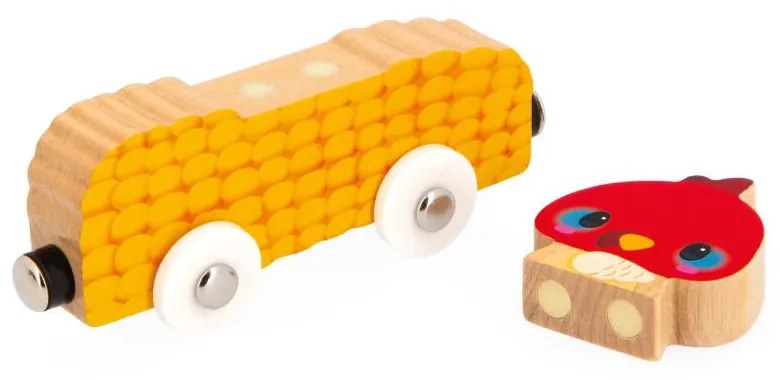 Drevený magnetický vláčik a zvieratká z farmy