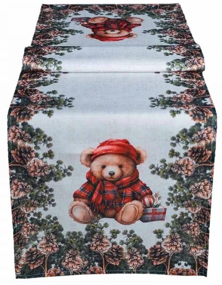 Obrus Vianočný macko v ihličí 40x140 cm