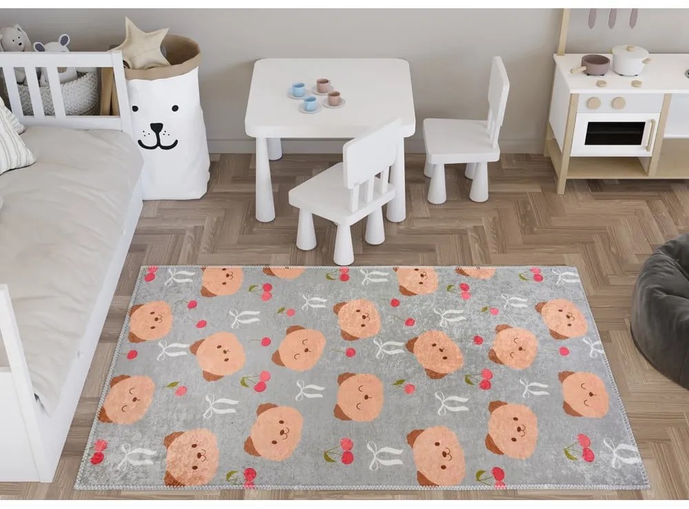Sivý/hnedý prateľný detský koberec 120x180 cm Cute Teddies – Vitaus