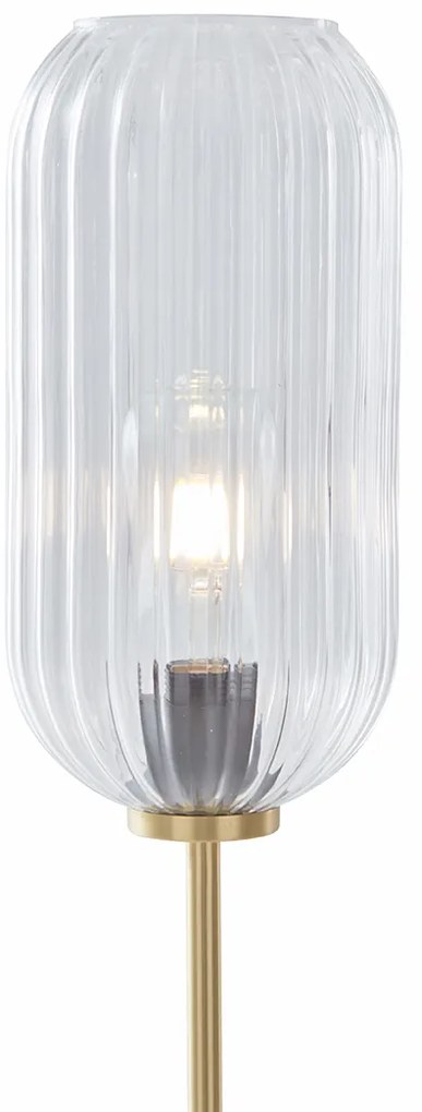 Stojaca lampa v štýle Art Deco mosadz s priehľadným sklom - Rid