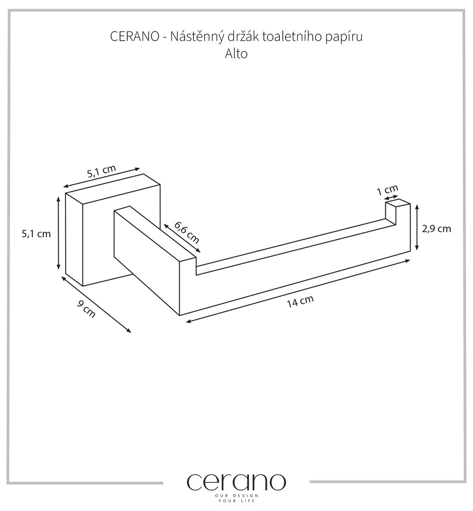 CERANO - Nástenný držiak toaletného papiera Alto - čierna matná, CER-CER-479296