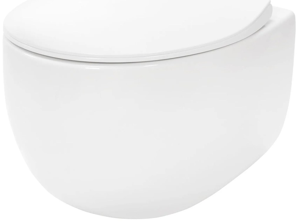 Rea Lars, závesná WC misa Rimless 50x37x29 cm vrátane sedadla s pomalým zatváraním, biela, REA-C9500