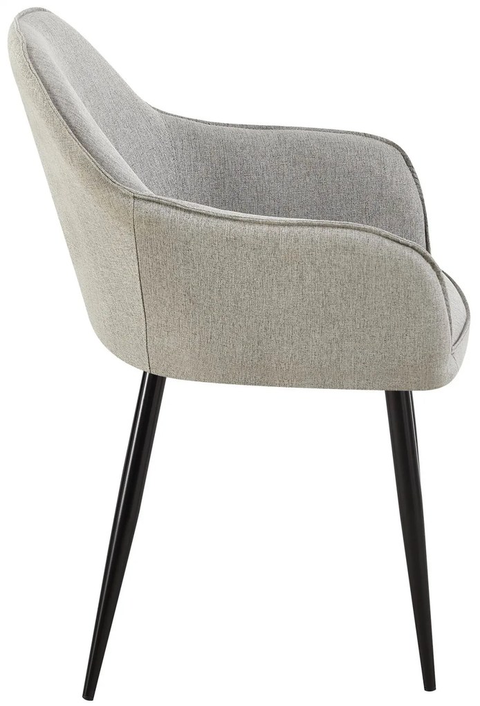 Stolička s podrúčkami Boise - látka, nohy čierny kov - Sivá