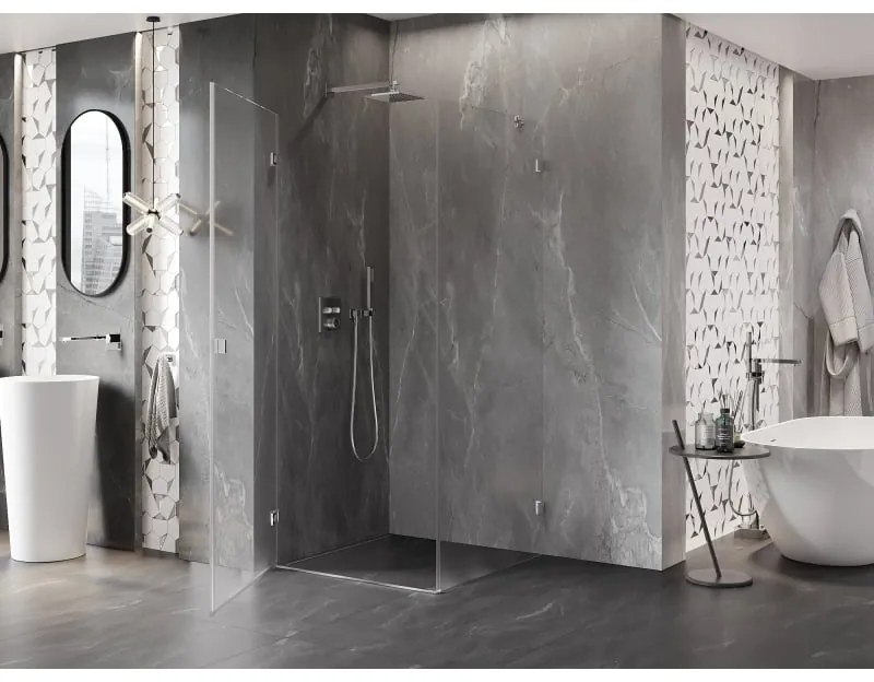 Mexen Lunar-B L, sklápací sprchový kút ľavý 90 x 90 cm, 8mm číre sklo, chrómový profil, 832L-090-090-01-00-L