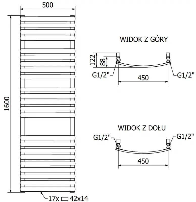 Mexen Bachus, elektrické vykurovacie teleso 1600 x 500 mm, 900 W, chrómová, W109-1600-500-2900-01