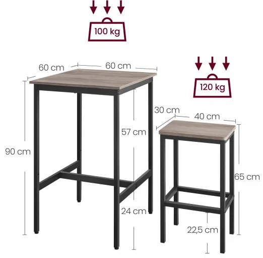 Jedálenský stôl s 2 stoličkami LBT017B02