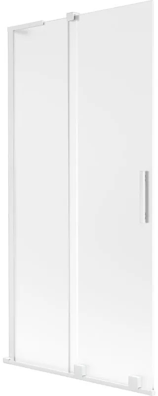 Mexen Velar L, 2-krídlová posuvná vaňová zástena 95 x 150 cm, 8mm sklo námraza, biela matná, 896-095-003-31-20