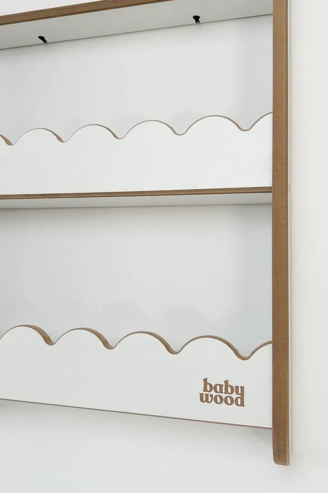 Detská nástenná polica malá – 3 úrovne úložného priestoru Prírodná