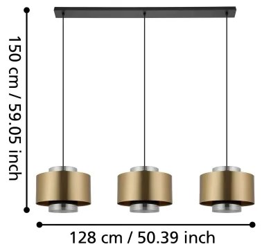 Eglo 390067 - Luster na lanku DUGLIA 3xE27/40W/230V zlatá