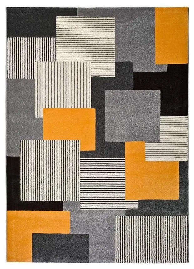 Sivo-oranžový koberec Universal Leo Square, 80 x 150 cm