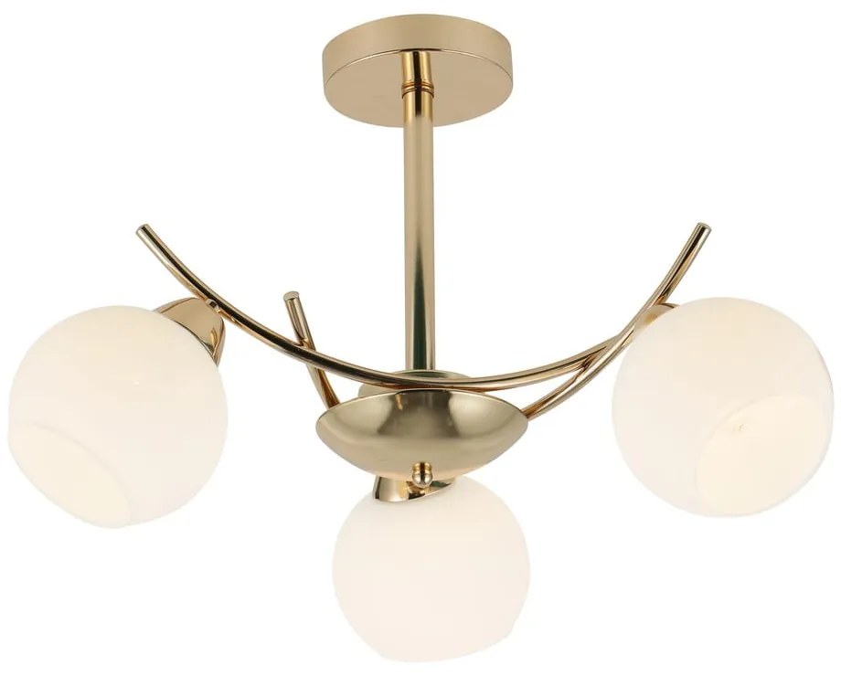 Stropné svietidlo so skleneným tienidlom v bielo-zlatej farbe 36x52 cm Amos – Candellux Lighting