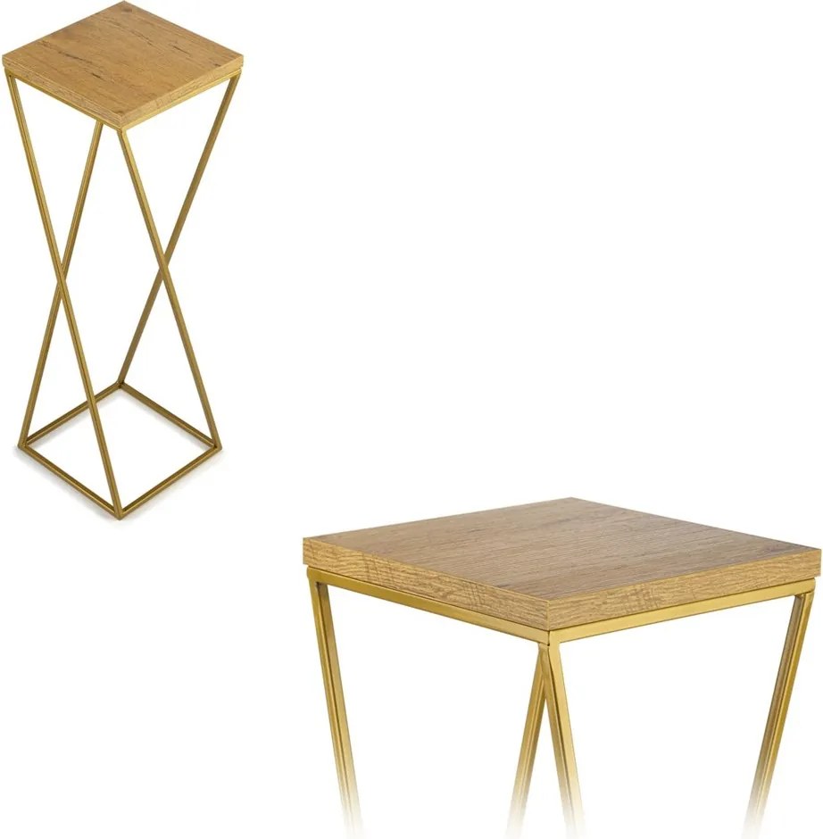 STOJAN NA KVETINÁČ LOFT7 70X24X24 CM ZLATÁ/HNEDÁ