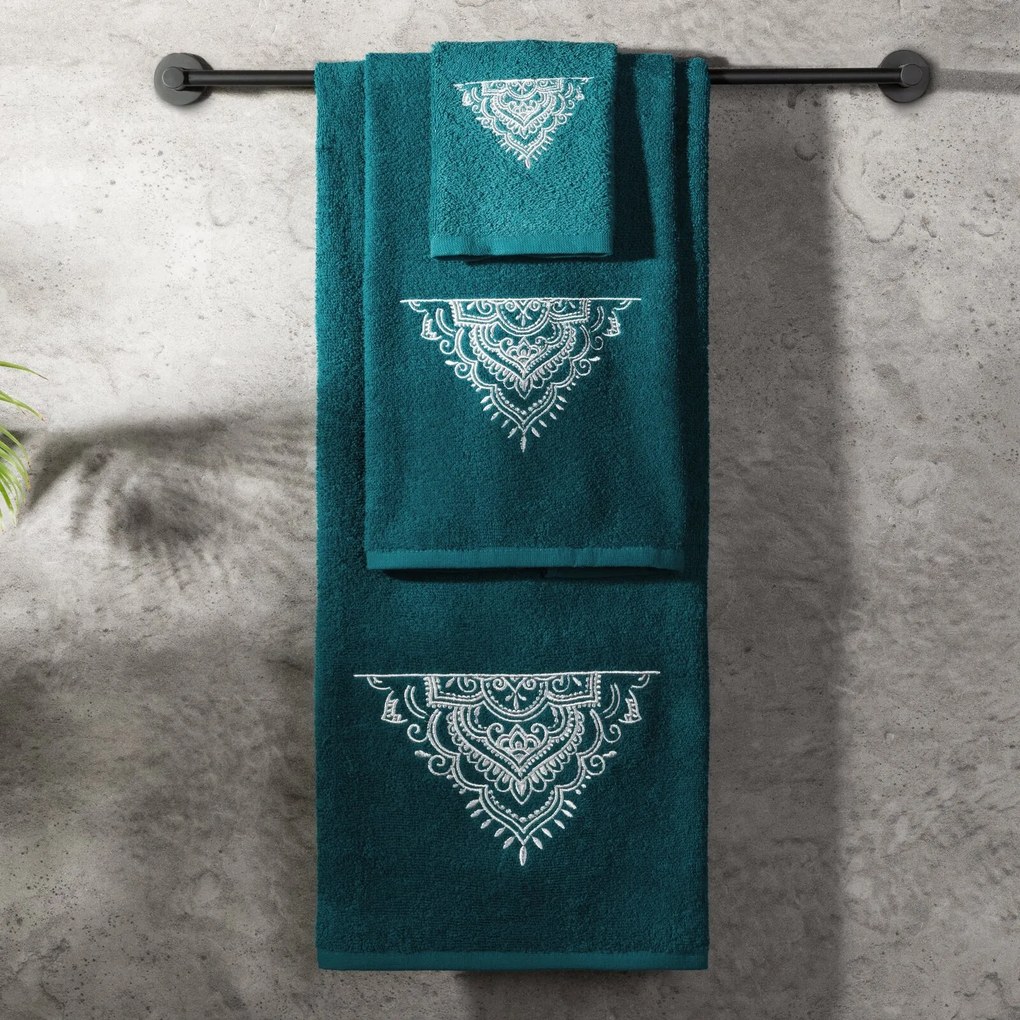 FROTÉ UTERÁK LAURA SADA 1KS 30X50 CM, 1KS 50X90 CM, 1KS 70X140 CM TMAVOTYRKYSOVÁ