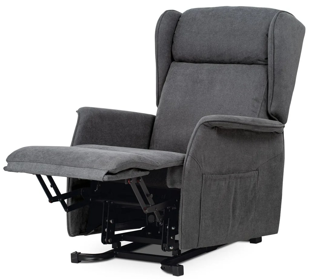 Autronic - TV a relaxačné kreslo "ušiak", elektrické polohovanie, 1 motor 230V/29V, poťah sivá látka - TV-1190 GREY2