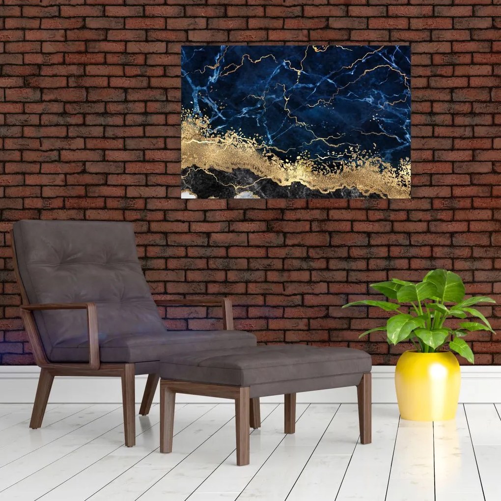 Obraz - Tmavo-modrý mramor (90x60 cm)