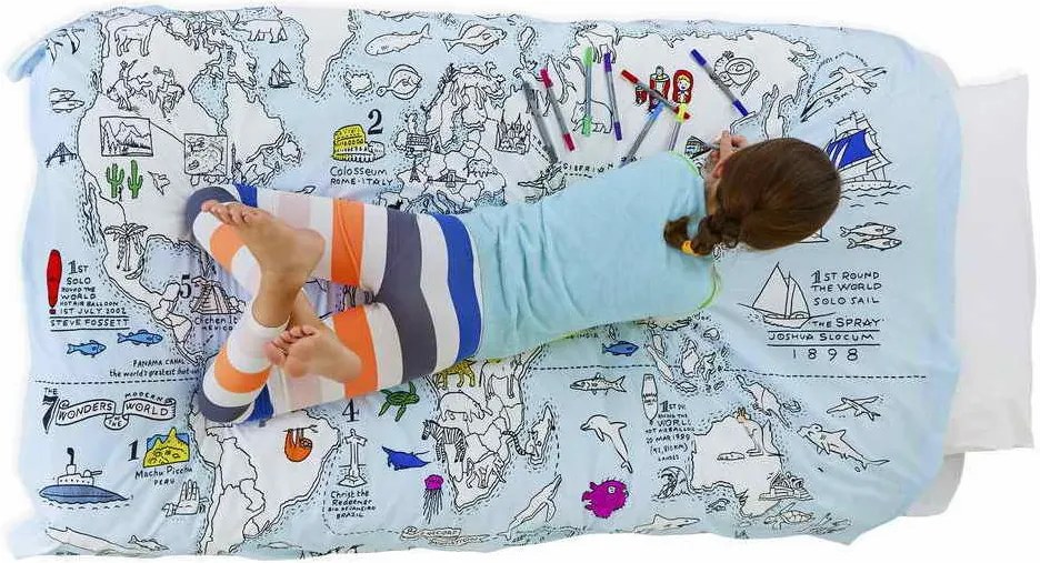 eatsleepdoodle Detské obliečky - Doodle World Map