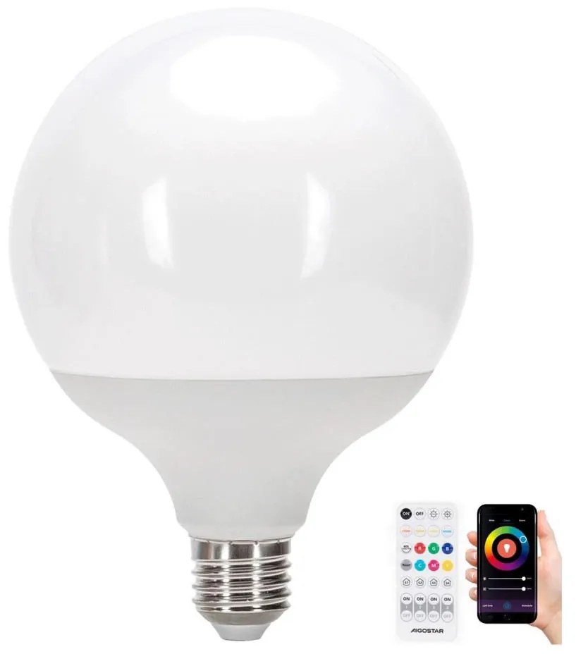 Aigostar B.V. LED RGBW Stmievateľná žiarovka MESH G120 E27/18W/230V 6500K + DO - Aigostar S10301PA3