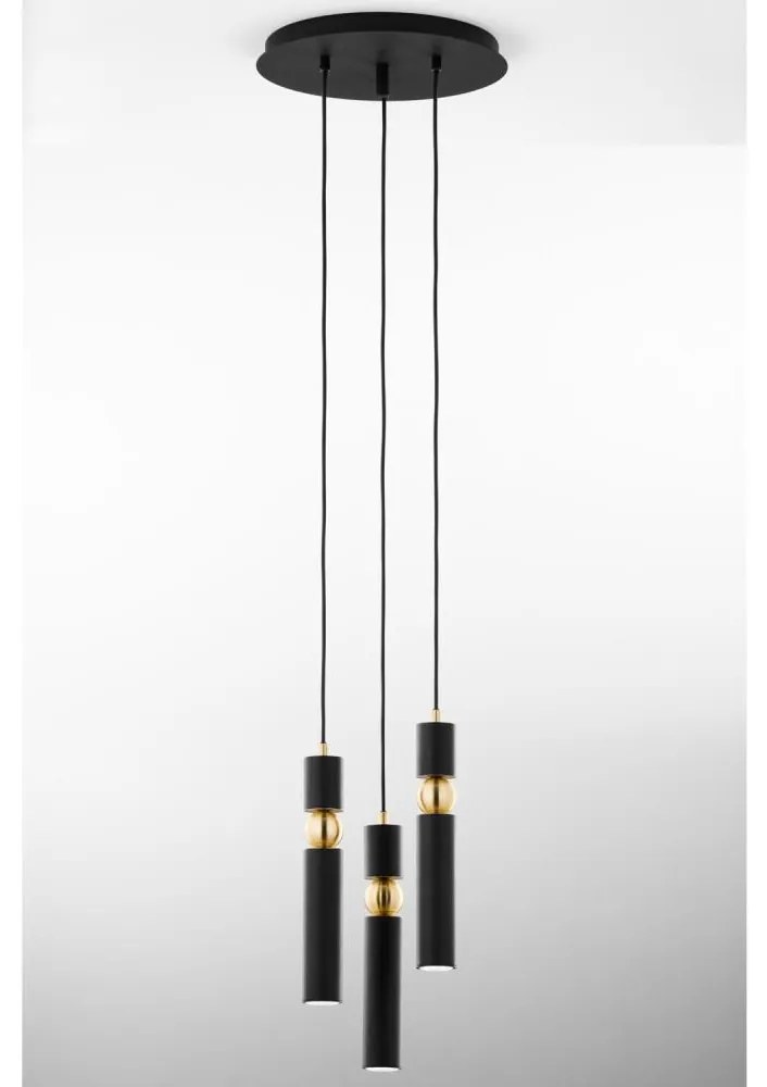 Jupiter 2013 - Luster na lanku ALAS 3xGU10/10W/230V čierna/zlatá