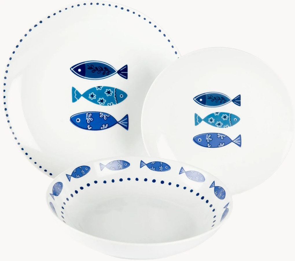 Porcelánová súprava riadu Ocean, 6 osôb, 18 ks
