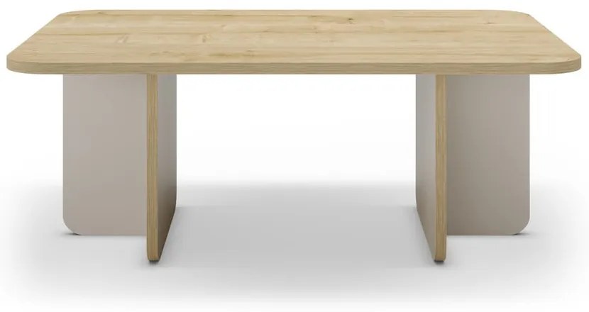 Krémovobiely/v prírodnej farbe konferenčný stolík s doskou v dubovom dekore 56x100 cm Hillary – Marckeric