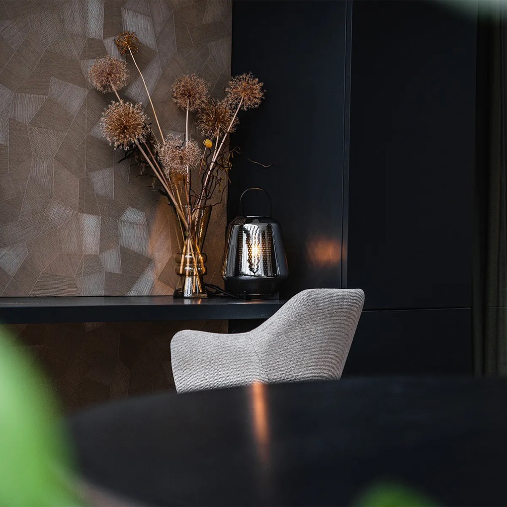 Stolná lampa Art Deco čierna s dymovým sklom 23 cm - Kevin