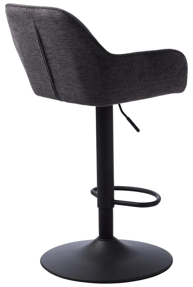 Tmavosivá čalúnená barová stolička s nastaviteľnou výškou/s podrúčkami (výška sedadla 65 cm) Nolan – Unique Furniture