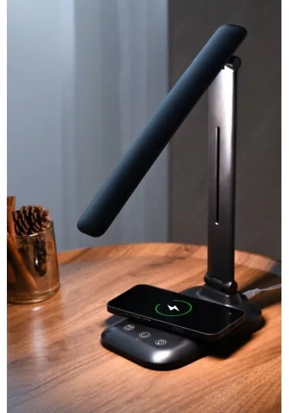 Immax 09106L - LED stmievateľná stolná lampa s bezdrôtovým nabíjaním QI LUMI LED/7W/230V čierna
