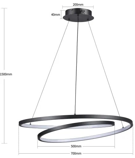 Brilagi-LED Stmievateľný luster na lanku TWISTER LED/75W/230V pr. 70 cm čierna +DO