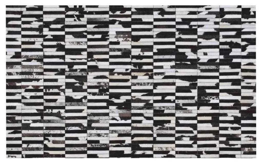 Tempo Kondela Luxusný kožený koberec, hnedá/čierna/biela, patchwork, 141x200, KOŽA TYP 6