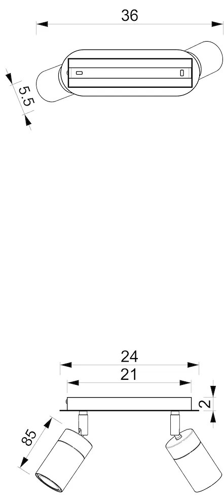 Bodové svietidlo Joker, 2x zlaté/tmavomodré kovové tienidlo, db