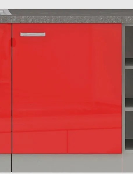 Dolná kuchynská skrinka Rose 60D, 60 cm, červený lesk
