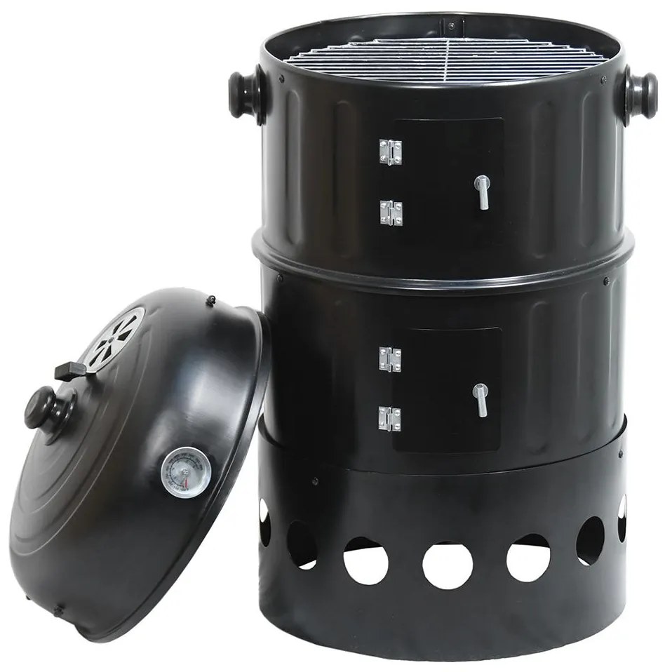 Údiareň na drevené uhlie 3v1 čierna