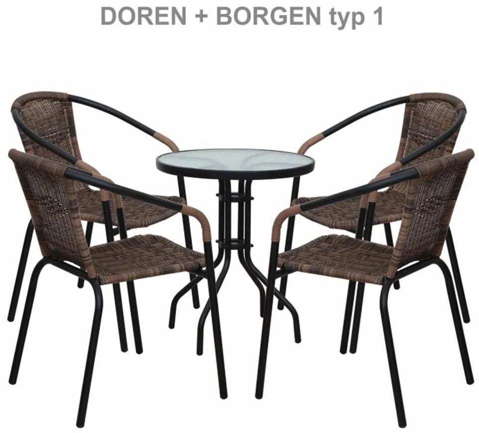 Jedálenský stôl, čierna oceľ/tvrdené sklo, BORGEN TYP 2