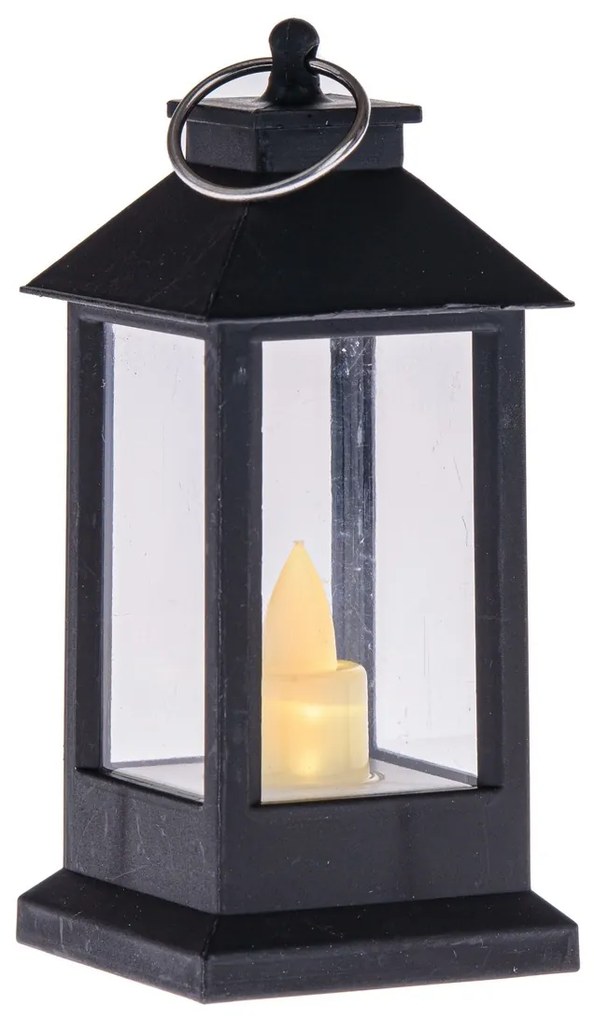 Lampáš s LED sviečkou Ancona čierna, 4 x 9 cm