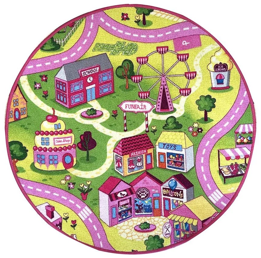 Koberec Kids Funfair 1,0/1,0 okrúhly ružový